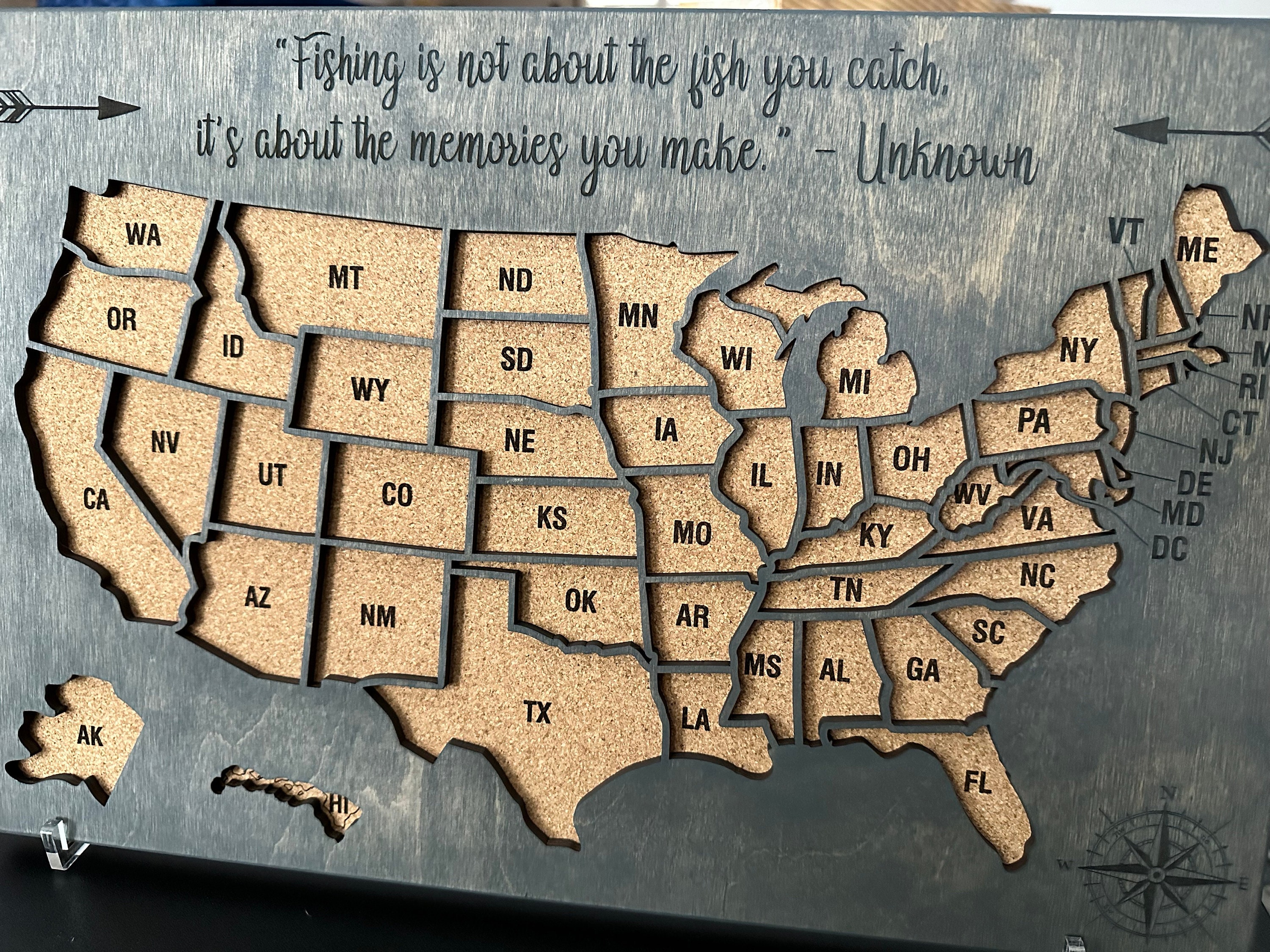 Push Pin USA Map Travel Map For Couples Gift, Wooden Map Of United States One Year Anniversary Gift, Personalized Cork Board Map With Pins