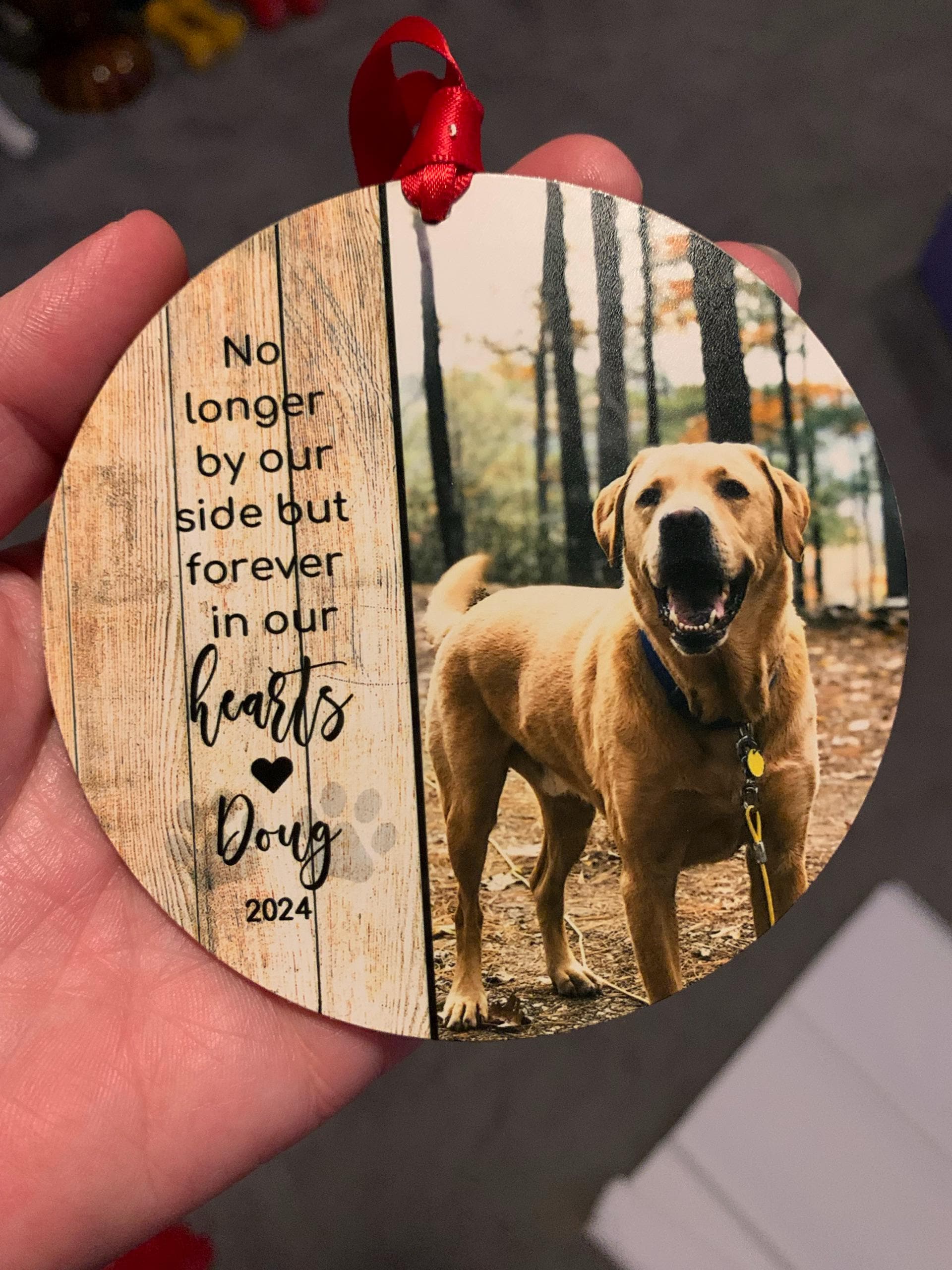 Personalized Pet Sympathy Gift - Christmas Photo Ornament - 4" or 6 (JUMBO)" - Personalized Christmas Ornament - Dog Memorial Photo