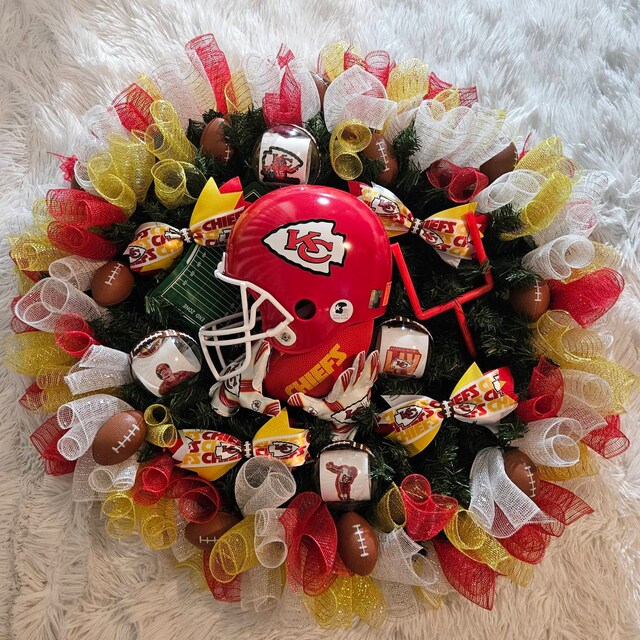 KANSAS CITY CHIEFS FOOTBALL 7/8\" Grosgrain Ribbon 1, 5, 10 Yards SHIP...