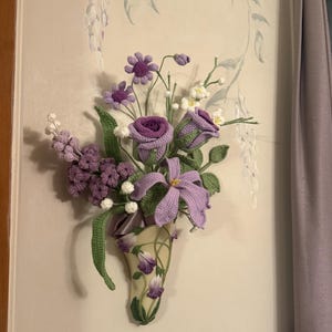 かぎ針編みのバラの花束、手作り、ガールフレンドへのパーソナライズ