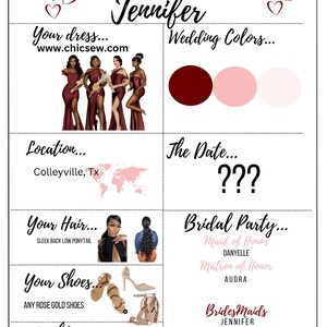 Bridesmaid Breakdown Card-bride INSTANT DOWNLOAD Editable on CANVA and ...