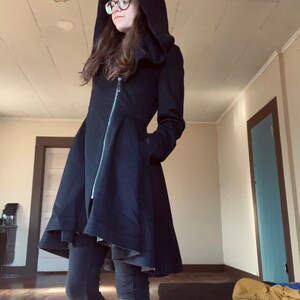 INTERIM BLACK WOOL GABERDI COAT moldtool.com.br