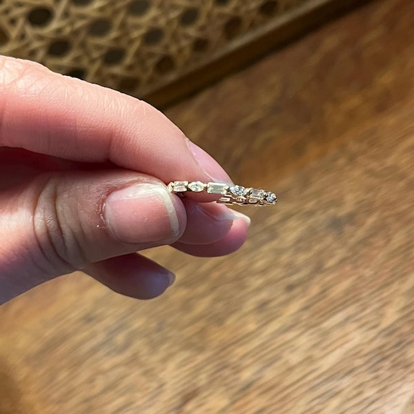 Alternating Diamond Eternity Band, 0.64 TW Marquise and Baguette Cut ...