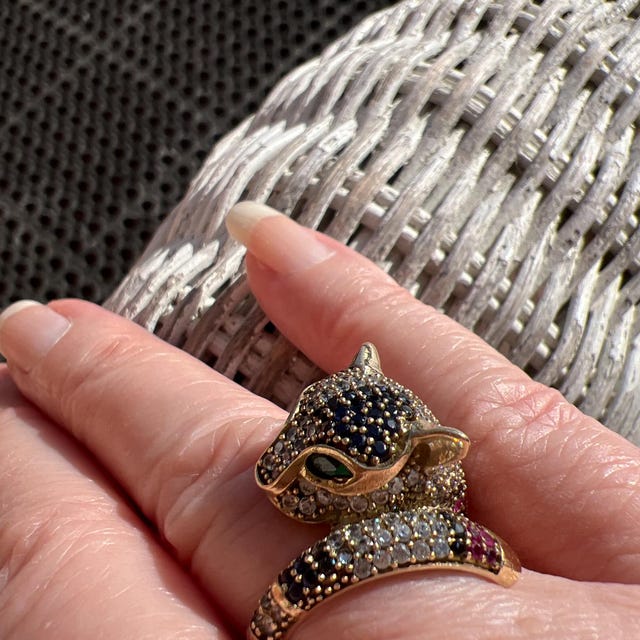 FATRAS   南山玄豹　Leopard 　リング　10サイズ Leopard Tiger Ring, Handmade Women's Ring, Tiger Ring