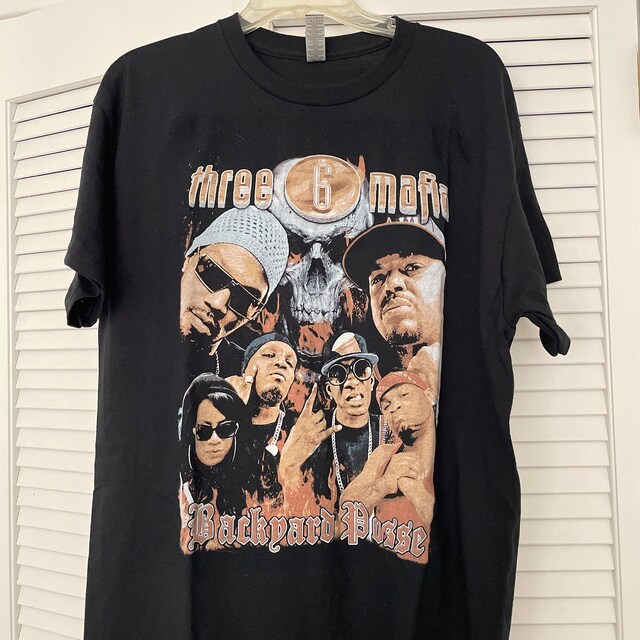 Tシャツ THREE 6 MAFIA Hiphop Rap Tee Three 6 Mafia RAP HIP HOP black T-shirt short sleeve All