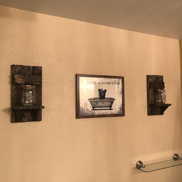 Rustic Decor, Candle Holders, Rustic Home Decor, Log Cabin Decor ...