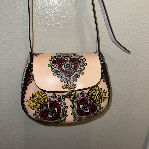 Barco Artesanal Textured Floral Leather Tote Bag