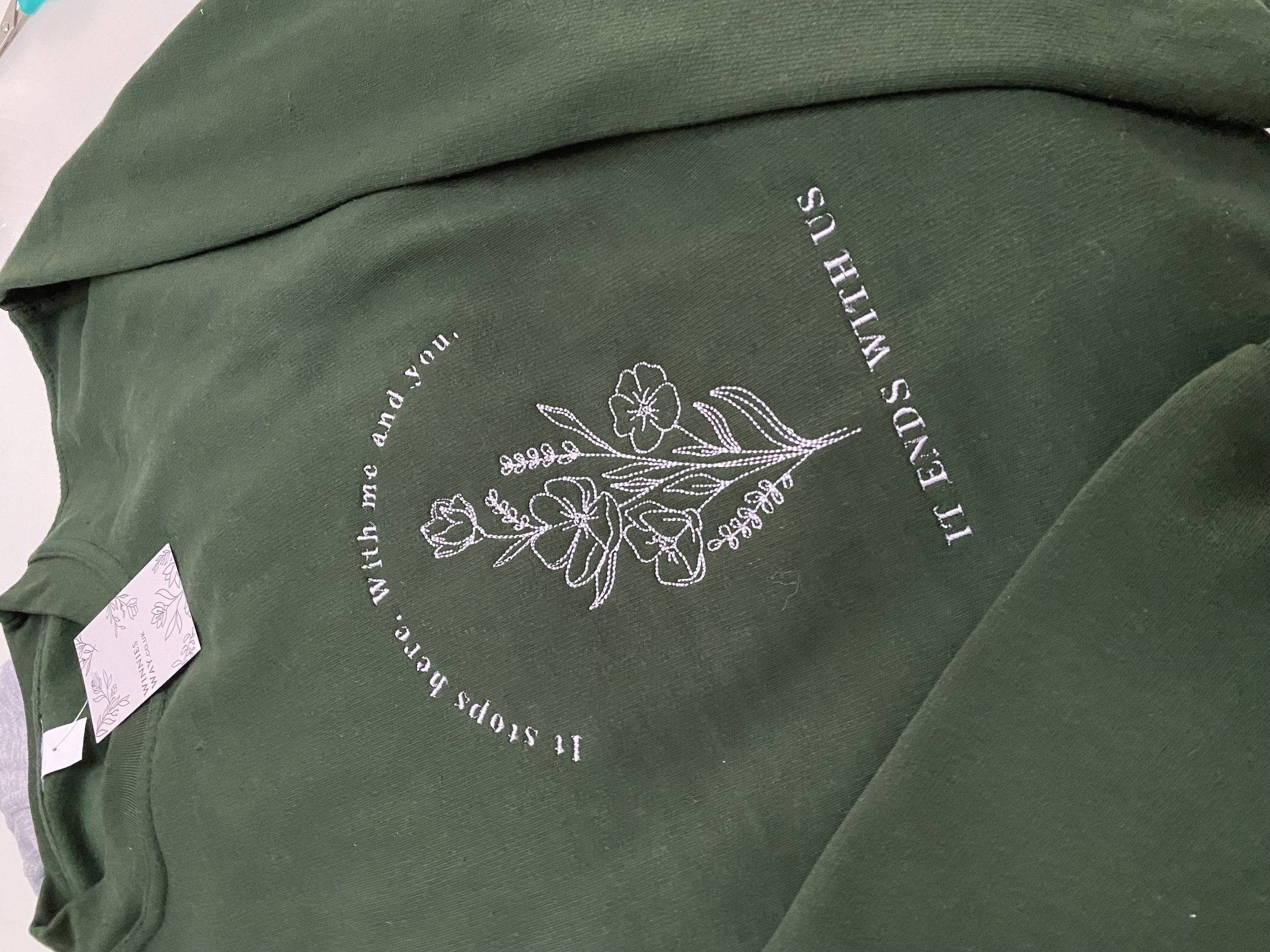 Customer photo for Floral line art - Embroidery design