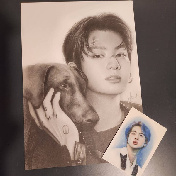 BTS Jungkook & Bam Pencil Drawing : PRINT From Original Fanart - Etsy