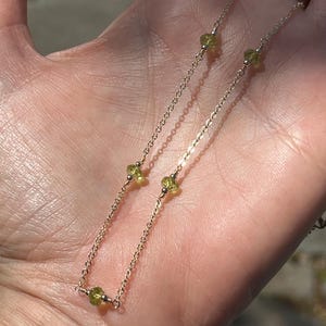 Dainty Peridot Necklace, Gold or Sterling Silver, August Birthstone Necklaces for Women,  Sterling Silver or Gold Bridesmaid Gift Ideas,