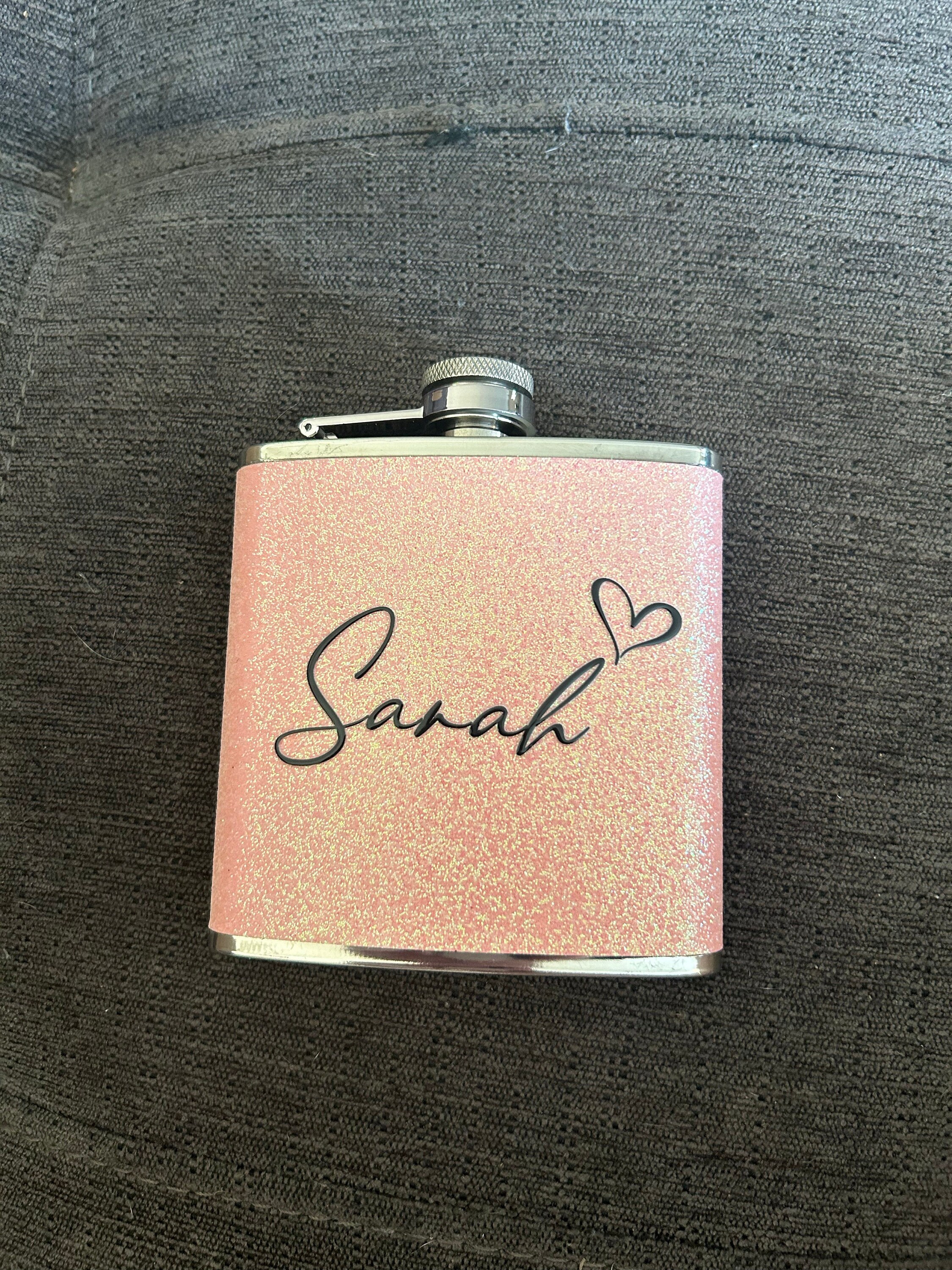 Personalized Flask, Glitter Stainless Steel 6 oz Hip Flask, Gifts for Bridesmaids, Bridesmaid Suggestions, Bridal Party