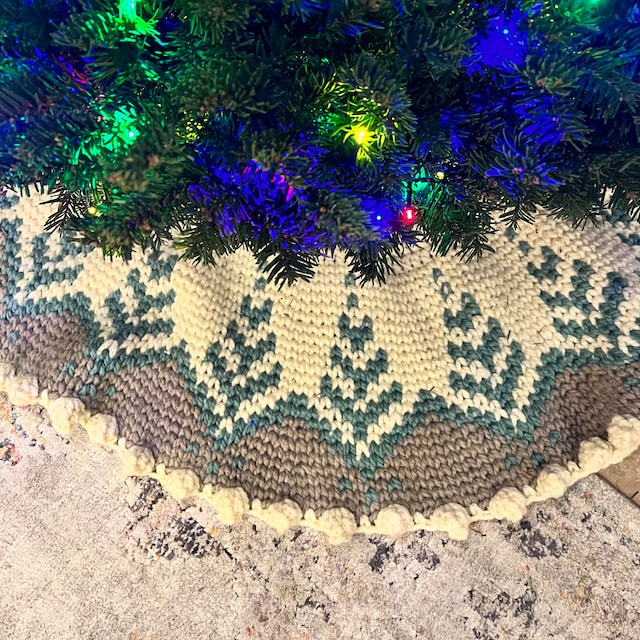 A customer's finished Pine Christmas Tree Skirt Crochet Pattern