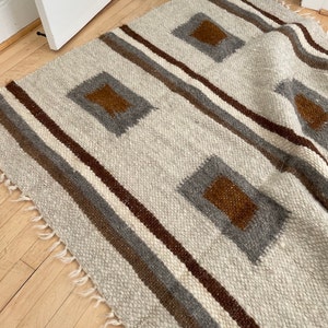 Swiss Grey Woven Rug Scandinavian Area Rug Wool Blanket Personilized ...