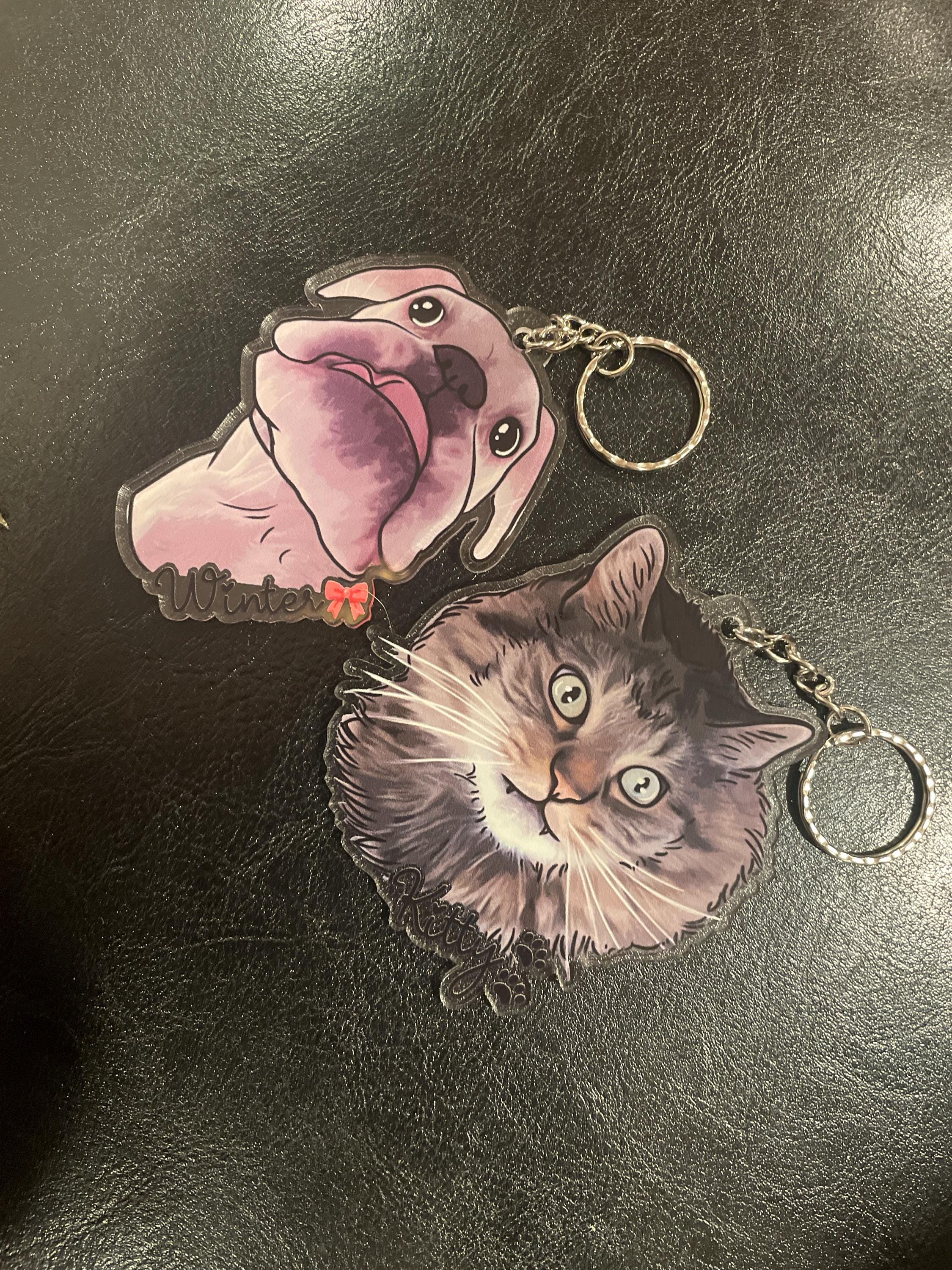 Personalized Pet Portrait Keychain, Custom Dog Keychain, Dog Lover Gift, Gifts for Pet Lover, Cute Dog Photo Keychain, Dog Acrylic Keychain