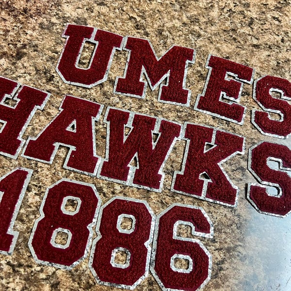 Maroon Chenille Number Patch: Silver Glitter Iron-on, DIY Game Day - Etsy