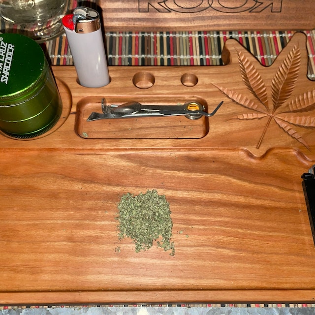 Leaf Rolling Tray Made From Walnut, Cherry or Maple. 