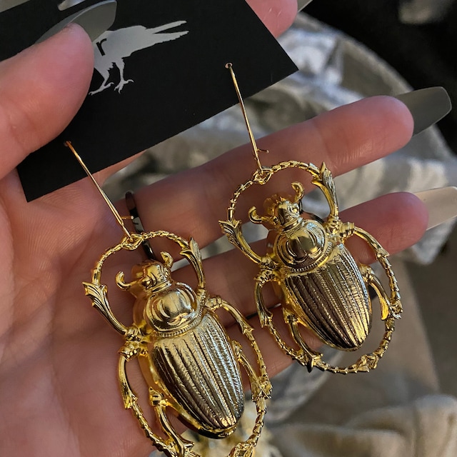 Gold scarab earrings best sale
