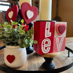 Vassoio A Più Livelli Con Cartelli In Legno Per San Valentino, Set Di Decorazioni Romantiche Per Vassoi~p145152646