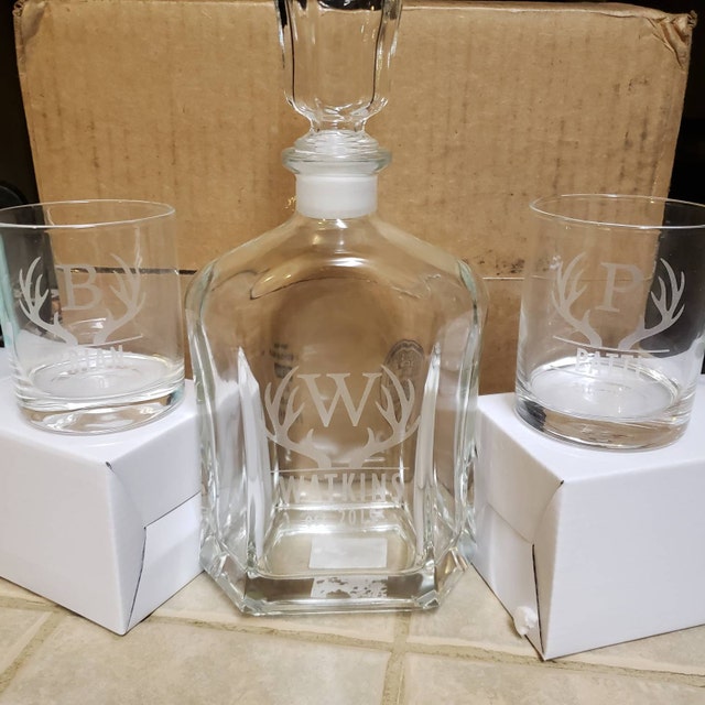 Personalized Antique 24 oz. Whiskey Decanter - Set of 2 Lowball Glasse –  MyGroomsmen