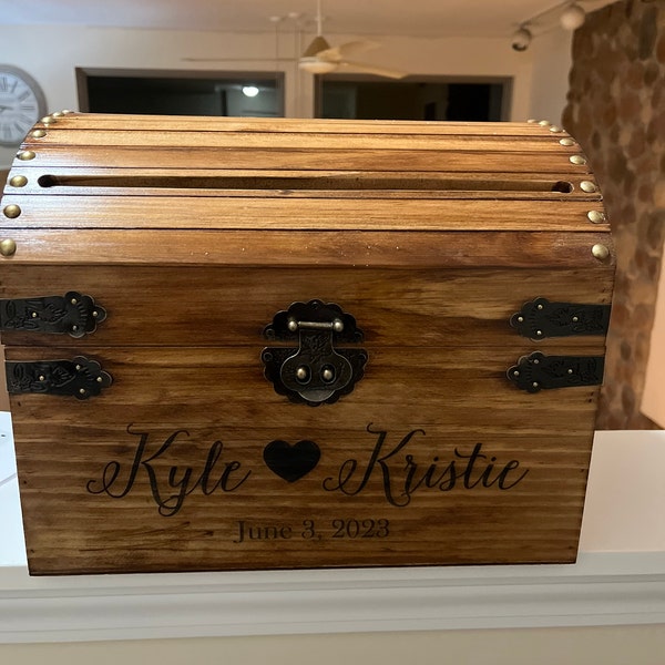 Personalized Wedding Card Box Rustic Card Box With Slot Wood Card Box ...