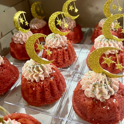 Moon Stars CUPCAKE Toppers Dessert Toppers Gold Glitter - Etsy