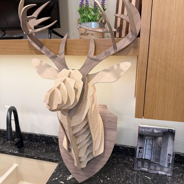 Deer Head 3D Wall Decor Wall Art Laser Cut Dxf Glowforge Svg File CNC ...