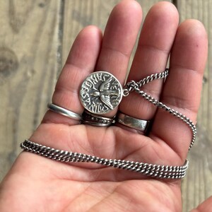 Sterling Silver Come Holy Spirit Medal Pendant Necklace, Antique