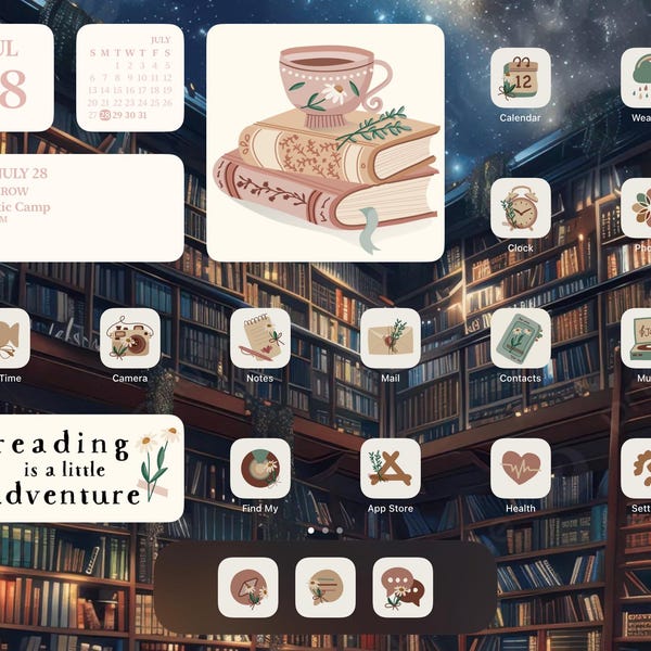 Computer App Icons for Book Lovers Desktop Organizer Wallpaper MacBook ...