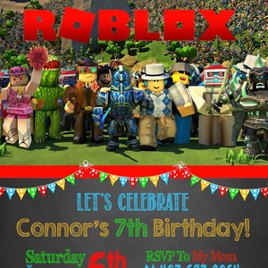 Roblox Invitation Roblox Birthday Party Roblox Party Etsy - roblox birthday party invitation by jenniferlee87 on etsy