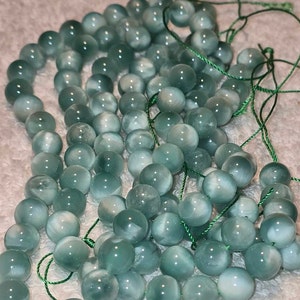 AA Natural Green Moonstone Round Beads 15.5