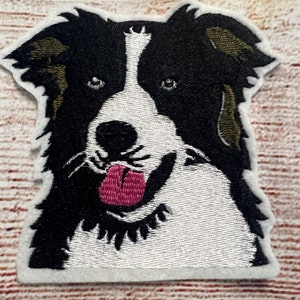 ボーダーコリーの刺繍デザイン：犬のポートレートパターン（デジタル