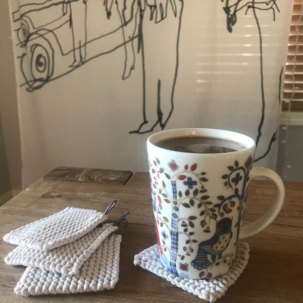 Curated visual reference: Gallery Detail: Knit Coasters For Fika Set Of 4 Minimalist Cozy Home