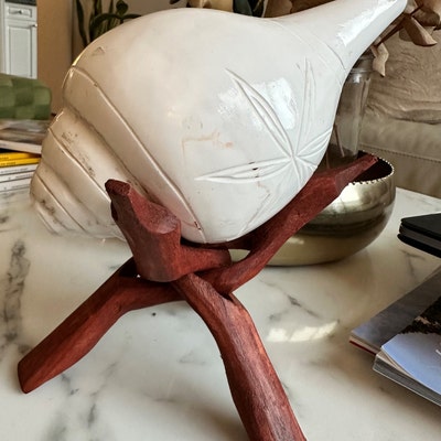Large Wood Display Stand I Large Wooden Display Stand I Conch Shell ...