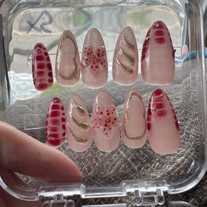 Wedding nails ,Flower Nails hand painted nail,custom press on nails,3D Nails,Campanula Nails,Acrylic Nails  ,Brown nails,Floral Nails