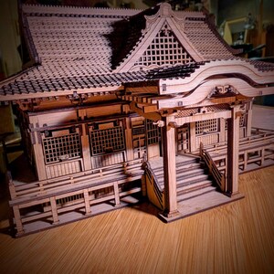 Laser Cut Japanese Shrine Model: 3D Puzzle, SVG DXF AI Files