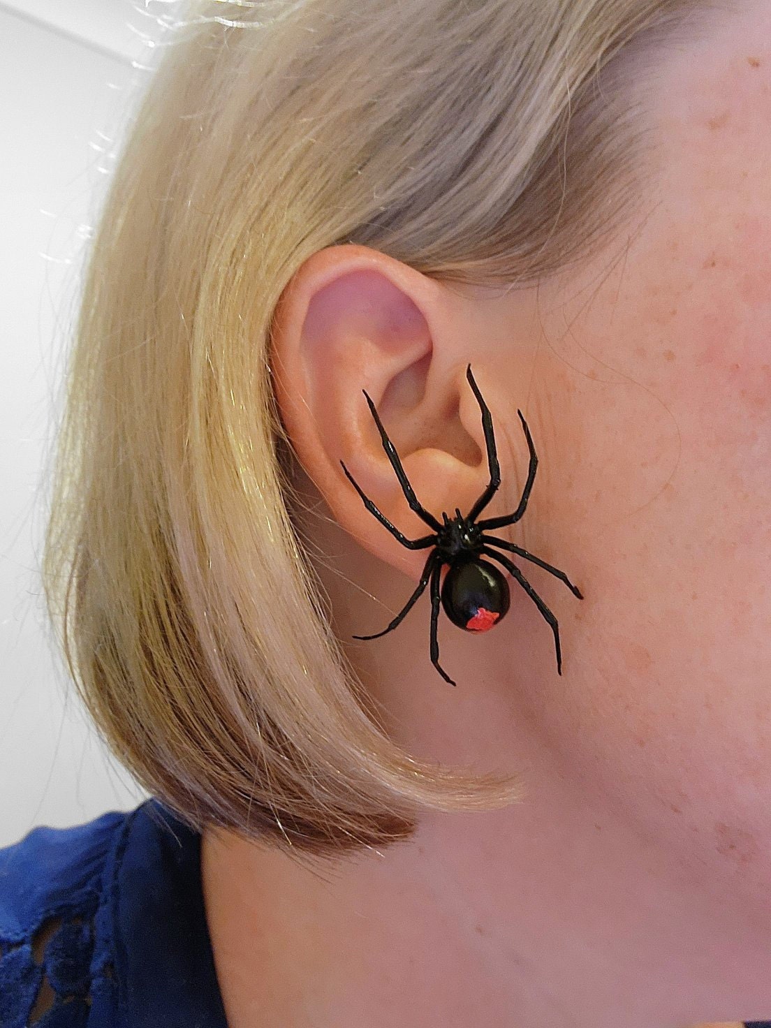 Plastic Black Widow Spider As An Earring, Realistic Latrodectus Hesperus, 1 pcs