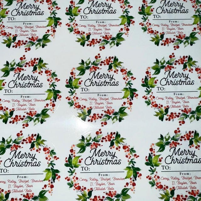 Pegatinas Grandes De Navidad 'Frohes Fest' - 25 Unidades, 5x42 Cm, Rojo Y Blanco, Para Regalos Y Decoración