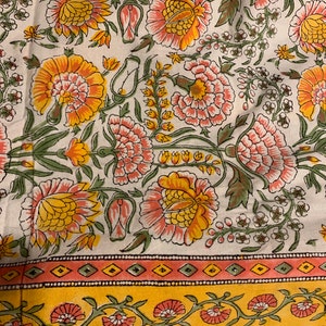 French Tablecloth Cover, Block Printed Tablecloth, Indian Table Linen ...