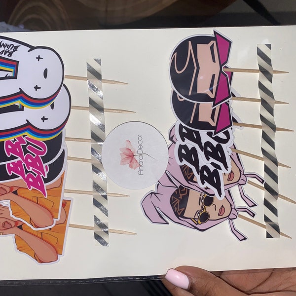 Bad Bunny Cupcake Toppers Etsy bad-bunny-cupcake-toppers-etsy