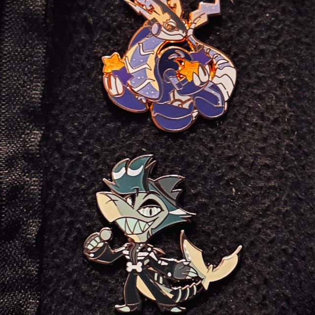 Chaz / Hellaverse Fanmerch / Helluva Boss Pins / Black Plated Hard