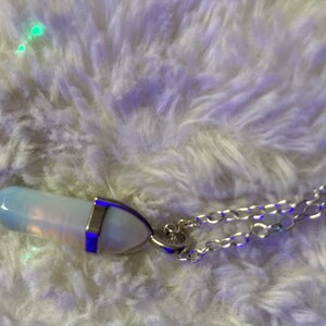 Crystal Necklace, Crystal Point Necklace, Crystal Choker, Crystal Pendant Necklace, Crystal Pendulum, Opalite necklace, Crystal Pendant photo