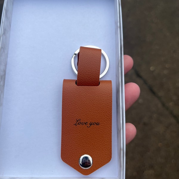 Personalized Leather Photo Keychain,custom Faux Leather Keyring, Fathers Day Gift, Leather Photo ...