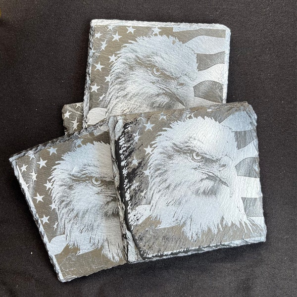 Glowforge Laser Ready Digital Bald Eagle American Flag File - Painted ...