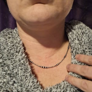 Dainty Southwestern Oxidized Sterling Silver Navajo Style Pearls Choker "Star Light"