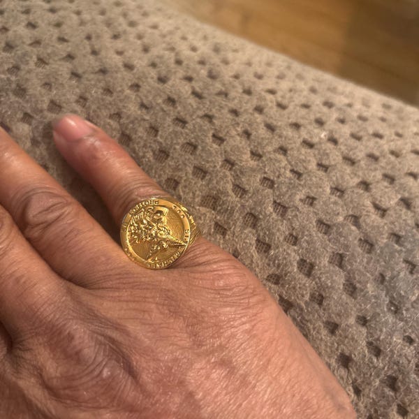 Mens Gold Ring, 18k Gold Signet Ring Men, Gold Man Ring, Protect Us St ...