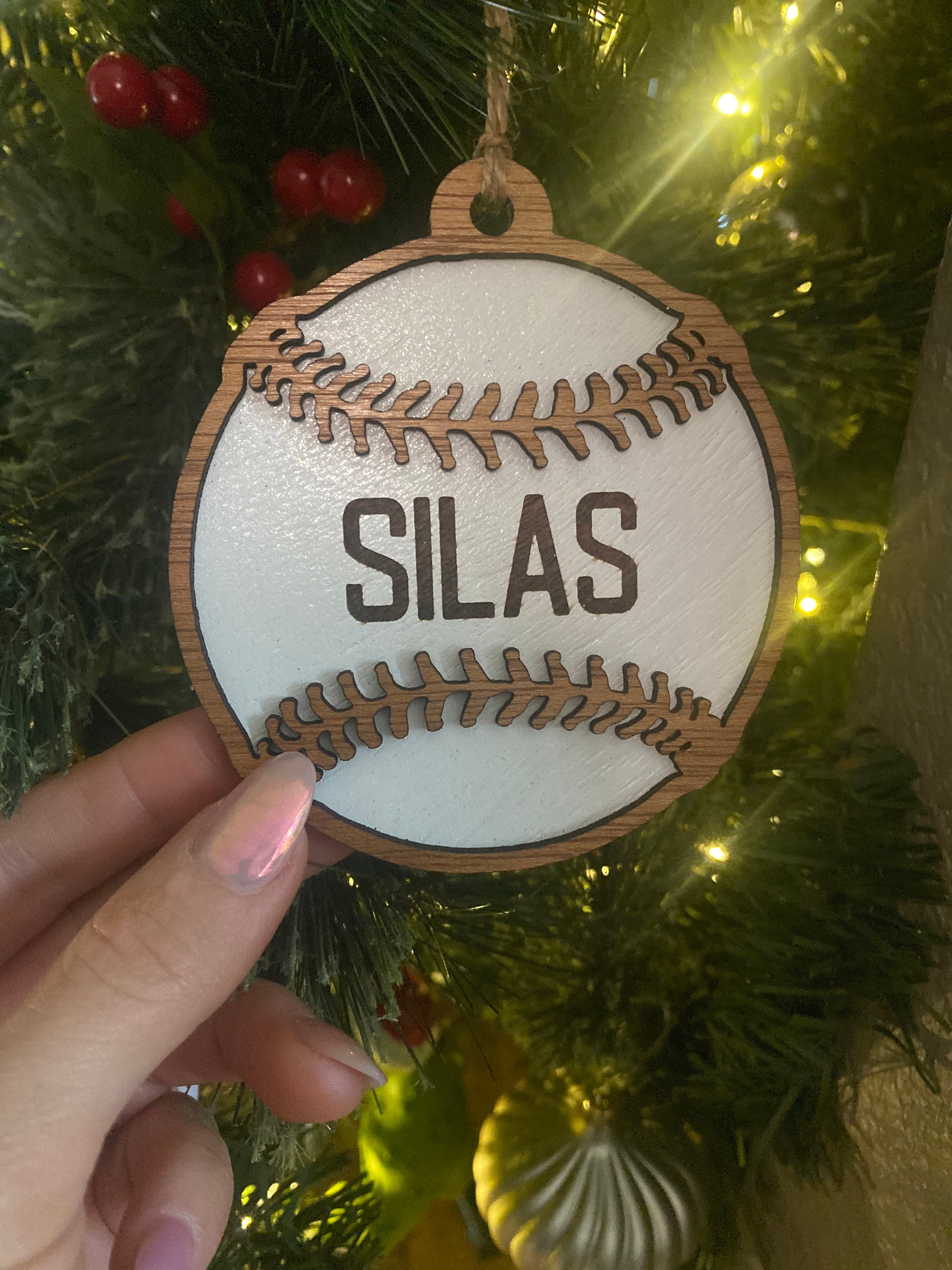 Baseball Ornament | Christmas | Laser Engraved | Gift Tags | Sports | Team |