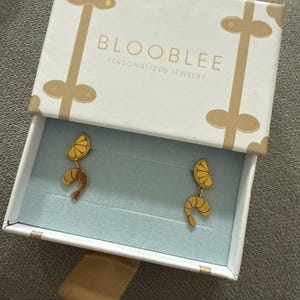 Customer photo, Lemon and Shrimp Stud Earrings