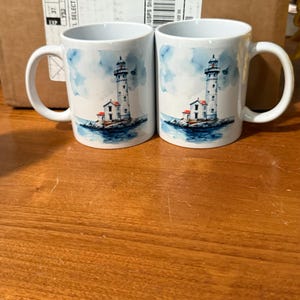 Handmade Beach/Coffee inspired/themed, Pottery mugs. Quality Stoneware, Glazed Ceramics, Tea Lovers