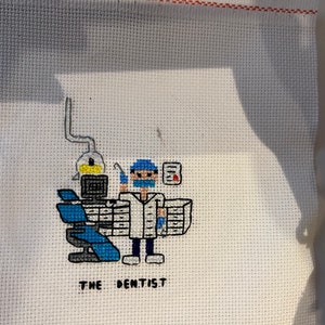 dentist cross stitch customer picture