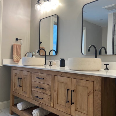 Custom Double Sink Bathroom Vanity Handmade, Lifetime Warranty, Premium ...